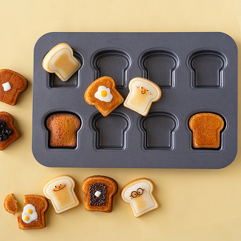 Egg Waffle Pan - 8 Cavity Toast Bread Pattern Carbon
