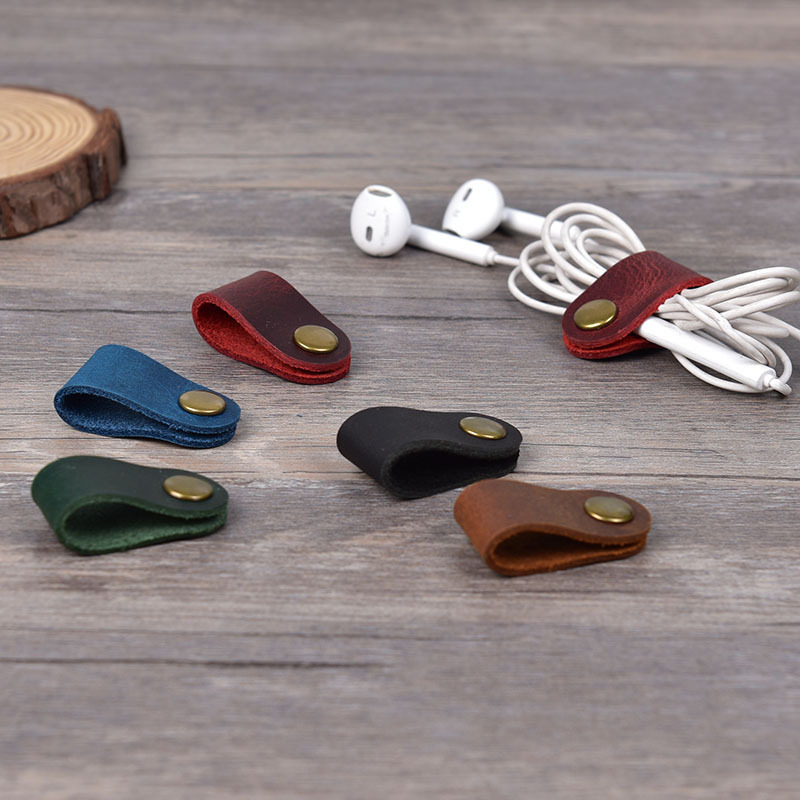 Spring Roll Wrapper - New Genuine Leather Earphone Wire Organizer