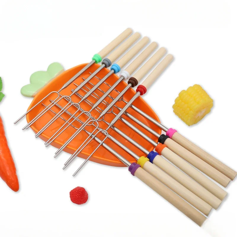 Hot Dog Press - 12pcs Telescoping Barbecue Fork Stainless Steel