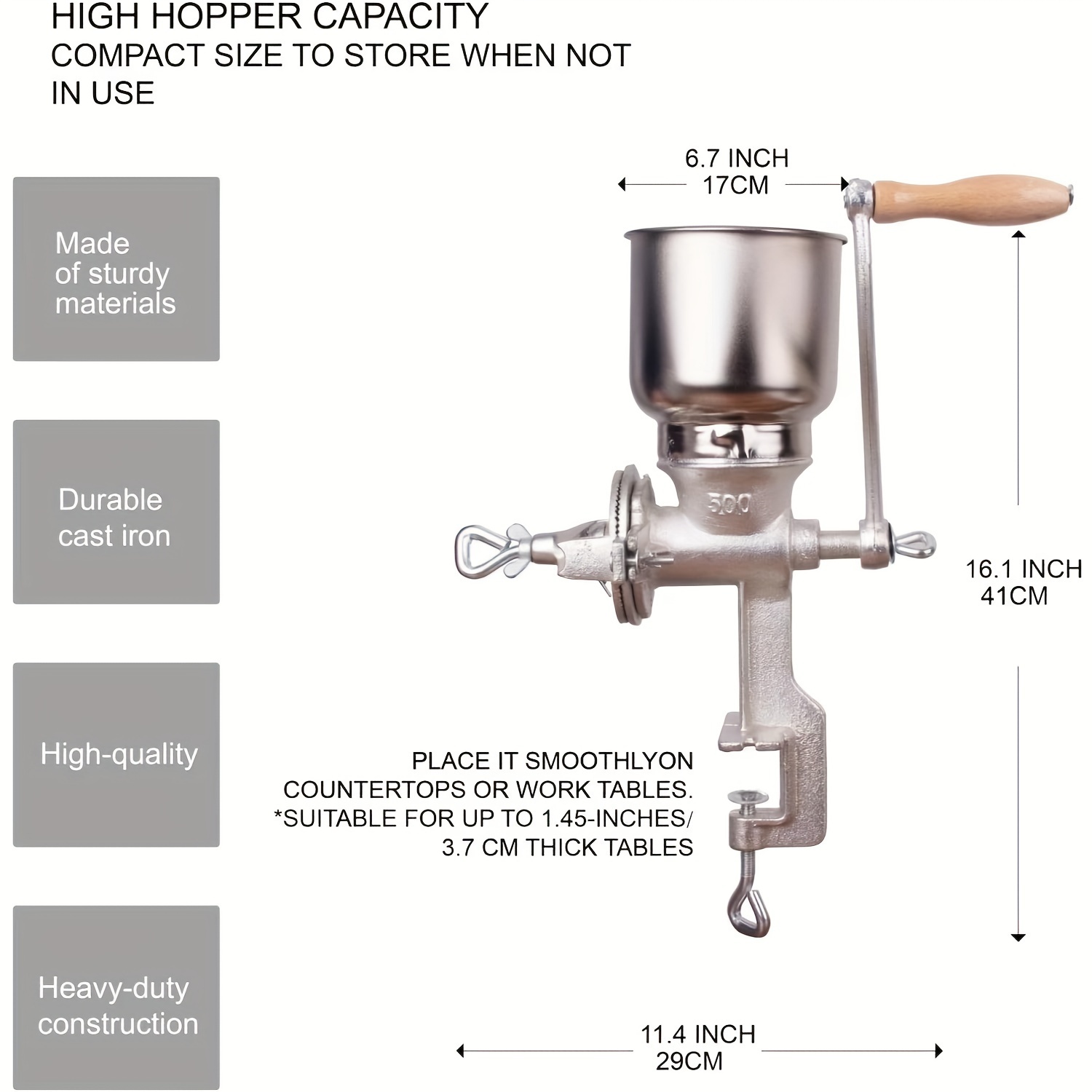 High Hopper Grain Mill Cast Ir - Cast Iron Corn 评论和价格