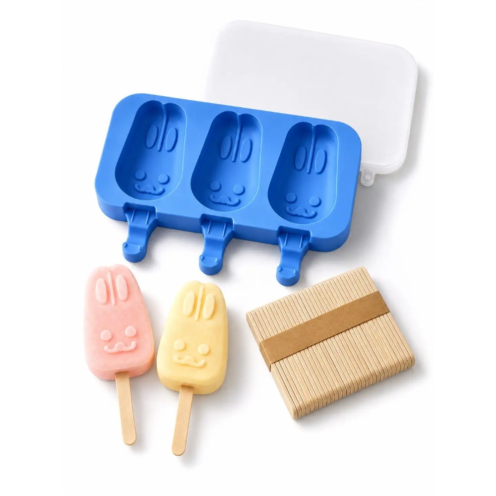 1pc 3-Cavity Silicone Popsicle - Bunny Cake Mold 评论和价格