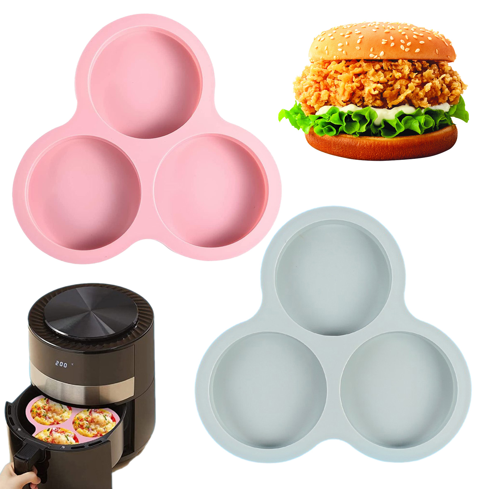 1/2pcs Silicone Air Fryer Egg  - Egg Waffle Pan 评论和价格