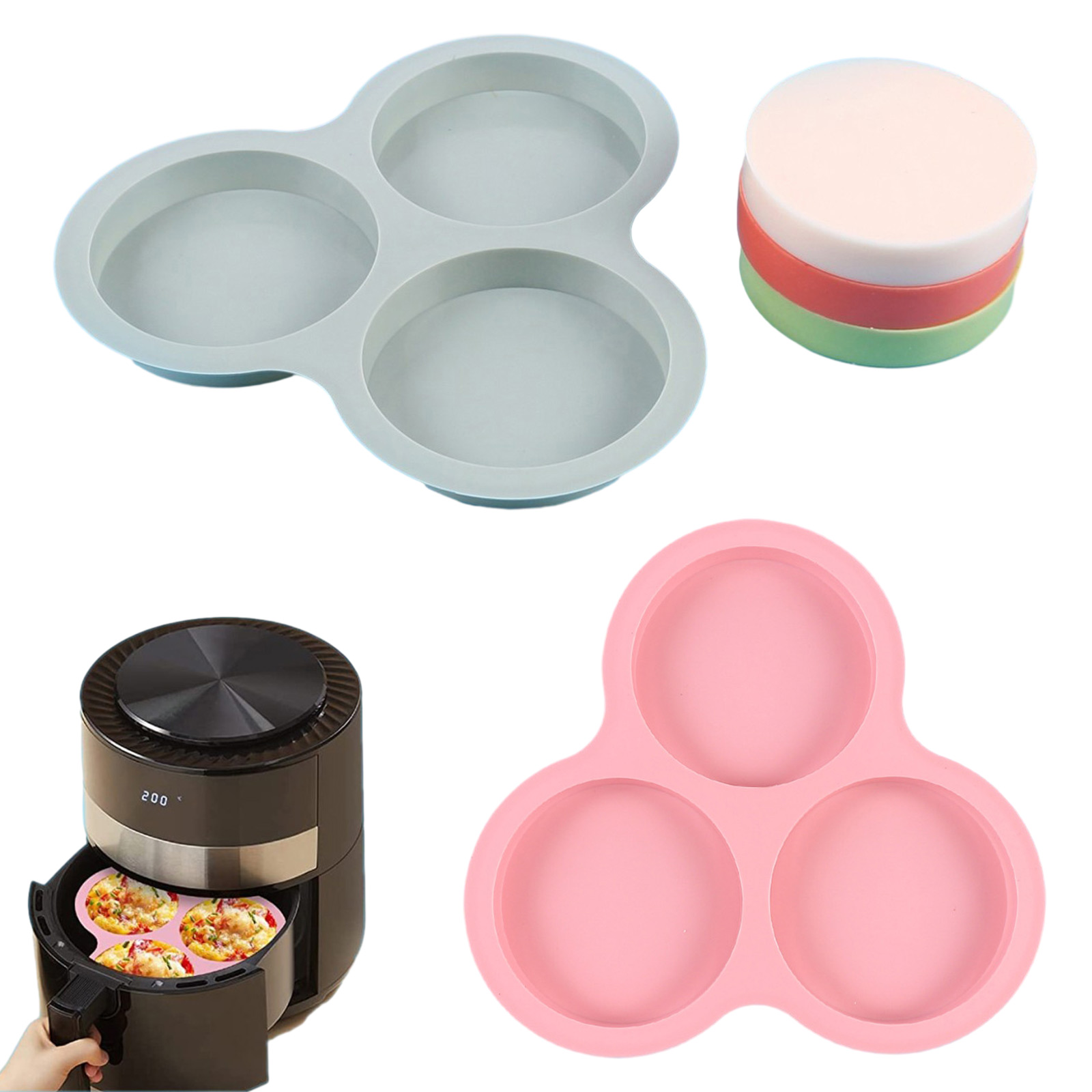 1/2pcs Silicone Air Fryer Egg  - Egg Waffle Pan 评论和价格