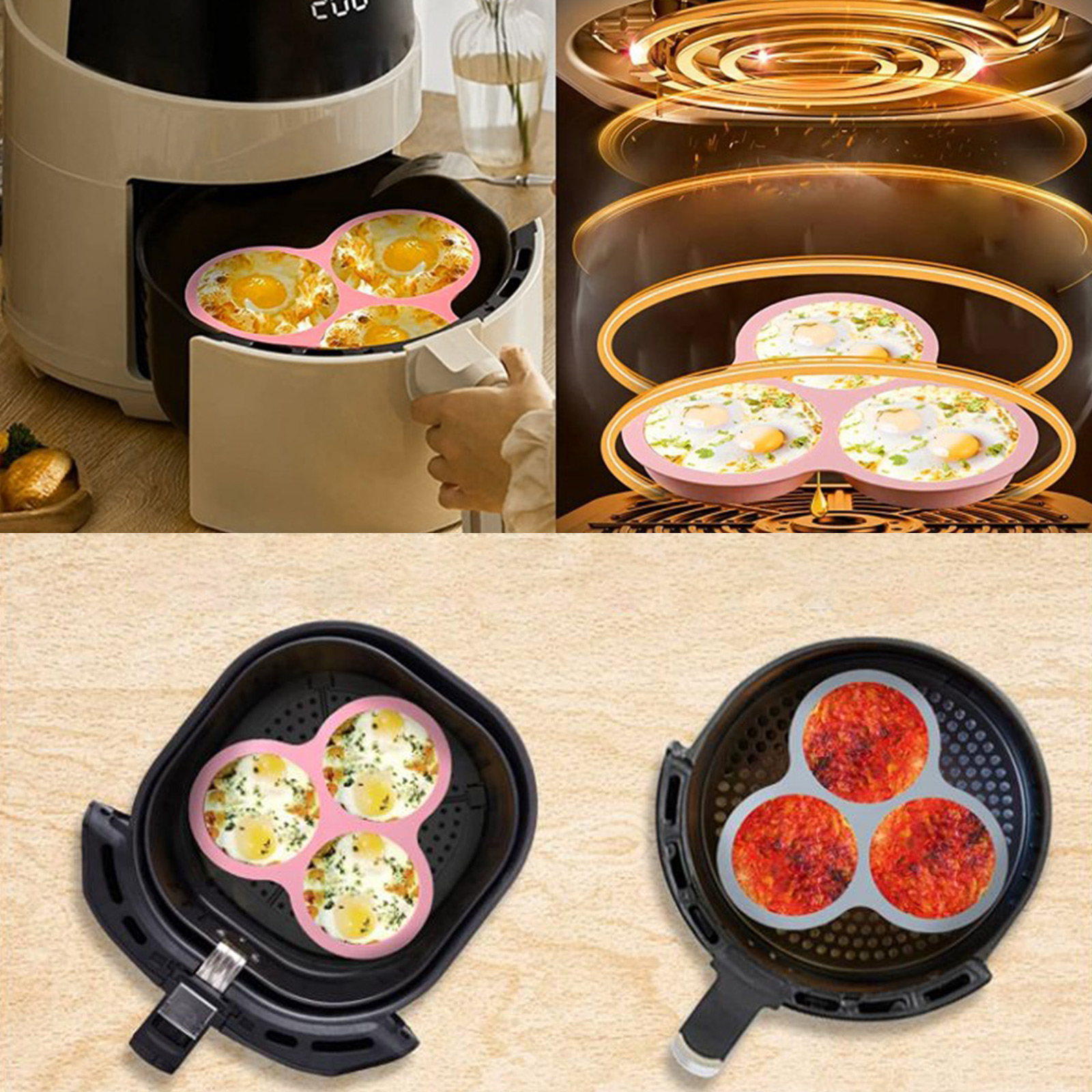 1/2pcs Silicone Air Fryer Egg  - Egg Waffle Pan 评论和价格