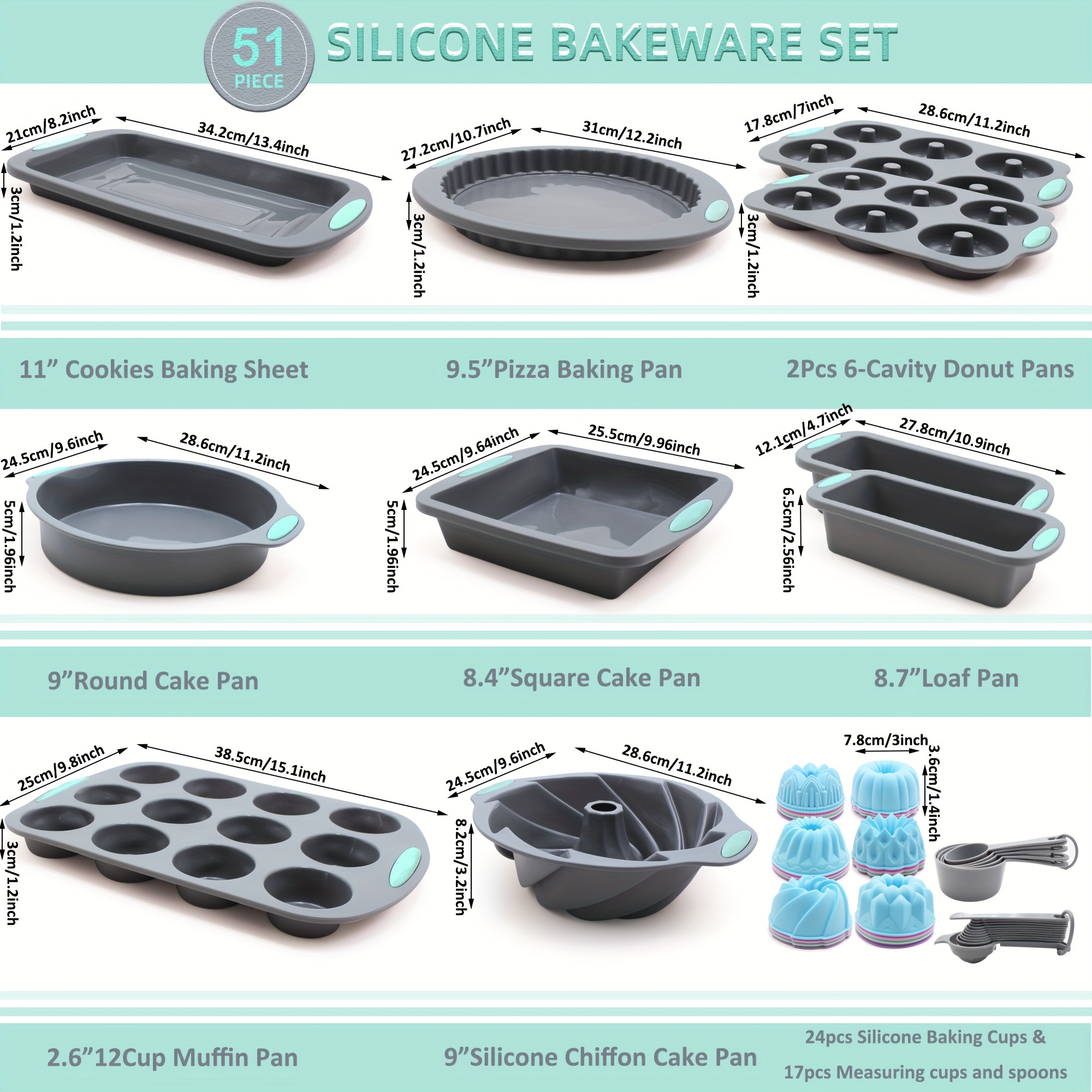51 Pieces Silicone Baking Pan  - Donut Mold Silicone 评论和价格