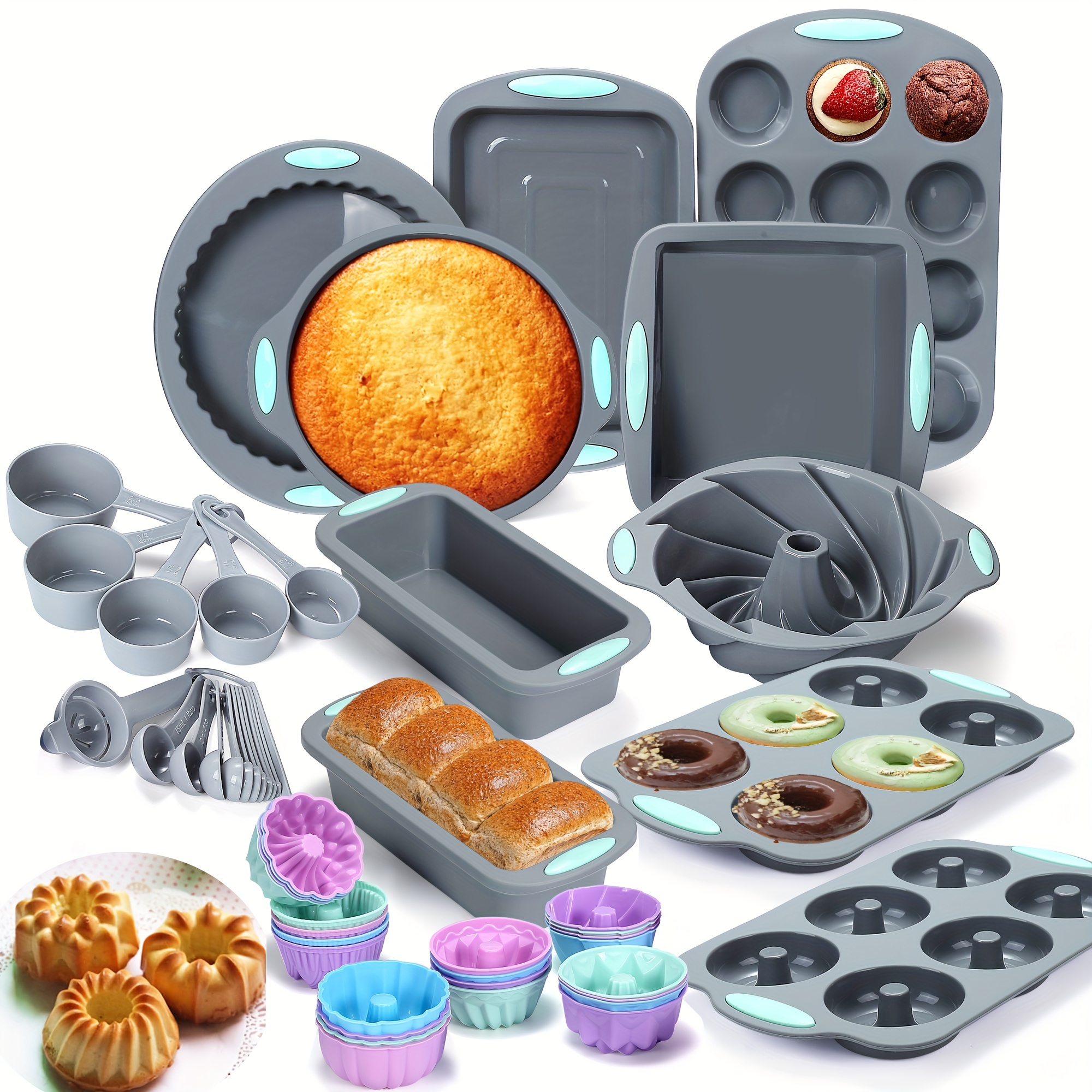 51 Pieces Silicone Baking Pan  - Donut Mold Silicone 评论和价格